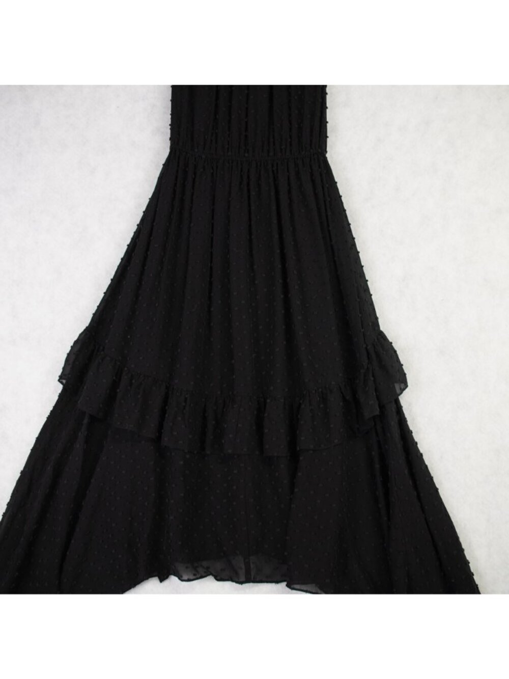 Ulla Johnson Black Tiered Maxi Dress Sz 6 V-Neckline Button Front & Ruffle Hem - Picture 7 of 16
